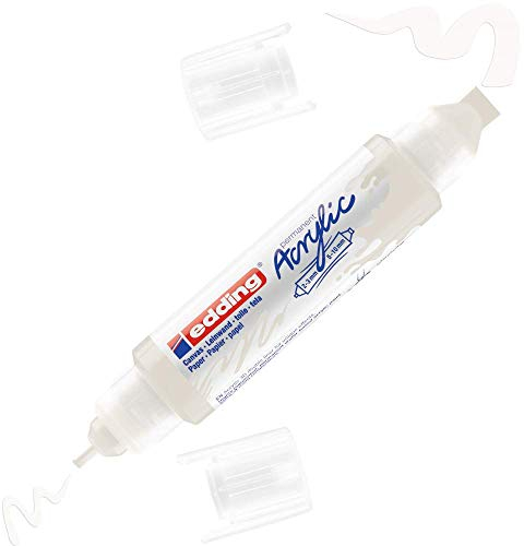 edding 5400 Pennarello Acrilico 3D Double Liner, Bianco Traffico-1 Tubetto di Vernice Acrilica, Doppia Punta 2-3,5-10Mm -Pittura Acrilica per Tele, Tavole,Legno, Colori Impermeabili di Alta Qualità