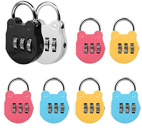 Jubaopen Lot de 8 cadenas de sécurité de voyage à combinaison à 3 chiffres avec cadenas en alliage d'aluminium pour boîte à outils de voyage, sac à dos de fitness (4,9 x 3,2 x 1,2 cm, 5 couleurs)