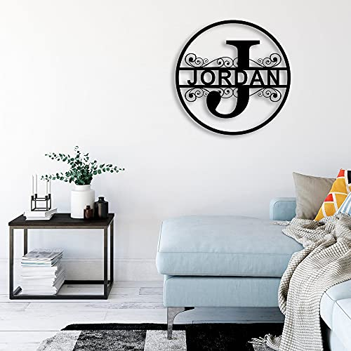 zouwii Personalisierte Nachname Türhänger/Metall Monogramm Türhänger/Metall Nachname Zeichen/Split Letter Monogramm/Initial Tür Kranz/Nachname Wanddekoration/Metall Wanddekoration Geschenk