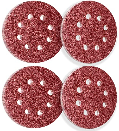 50Pcs 125mm 8 Holes Sanding Discs Pads Sanding Sheets, 5 Inch 40 Grits Hook and Loop Sandpaper Sheet for Random Orbital Sander.