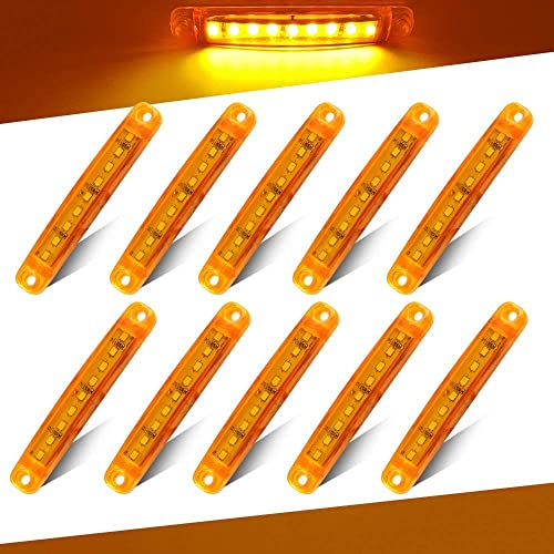 Seitenmarkierungsleuchten, LKW-Seitenleuchten10pcsAuto-Markierungsleuchten Auto-Seitenblinker Lichter 9SMD LED-Seitenlicht vorne hinten Positionsleuchten 12V für Auto Camper Van Truck (10pcs, Gelb)