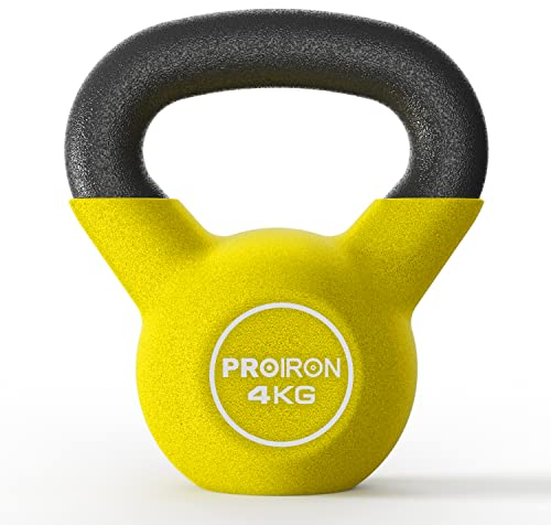 PROIRON kettlebell 4kg, Neoprene Coated Cast Iron 4kg Kettle bells, kettle weights for Fitness, Exercise, Workout, Home Gym, Strength Training, Bodybuilding Weight Lifting