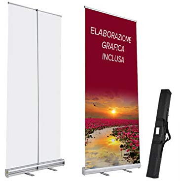 OK SI STAMPI Roll-Up Display - 85 x 200 cm - Banner Grafik inklusive - Glänzend - Vollfarbe