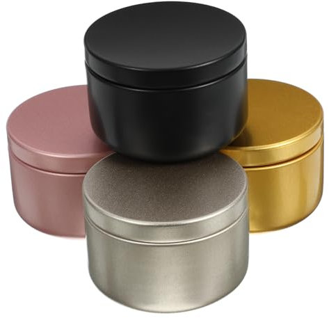 COHEALI 24stücke Leere Kerzengläser Metall Runde Kerzenbehälter Mit Deckel Für Hochzeiten Und Heimdekoration Mattem Schwarz Gold Und Geschenkidee Für Aromatherapie