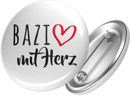 Huuraa Button Bazi mit Herz Ansteckbutton 25mm mit Motiv für die tollsten Menschen Geschenk Idee für Freunde und Familie