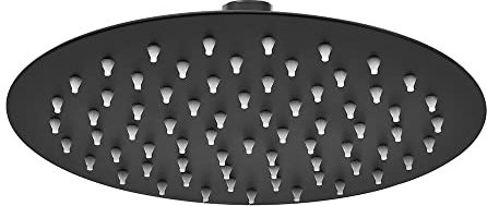 Inbagno Soffione Doccia Nero Opaco anticalcare, in Acciaio Inox, Attacco Universale 1/2” (Diametro 20 cm, Tondo)
