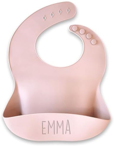 gutmarkiert – Personalisiertes Silikon Lätzchen für Baby – Abwaschbares Baby Lätzchen aus Silikon – Abwaschbar – mit Auffangschale personalisierbar mit eingraviertem Namen
