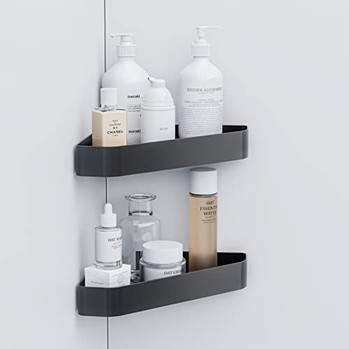 Aikzik Duschablage Ohne Bohren-2 Stück Badezimmer Organizer Eckablage, Edelstahl Duschregal für dusche aufbewahrung Shampoo und Duschgel, Schwarz