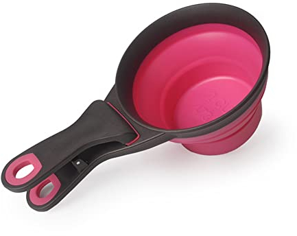 ACSUZ Cuchara De Comida para Perros Y Gatos Sellador De Almacenamiento Cuenco Plegable De Silicona para Mascotas para Perros Gatos Animales,Rosado,M
