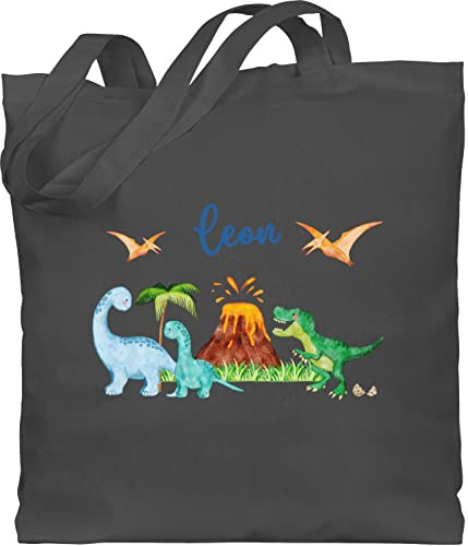Geschenk mit Namen personalisiert by Shirtracer - Baumwolltasche - Geschenk Dinosaurier personalisiert mit Name I Dino I Dinos