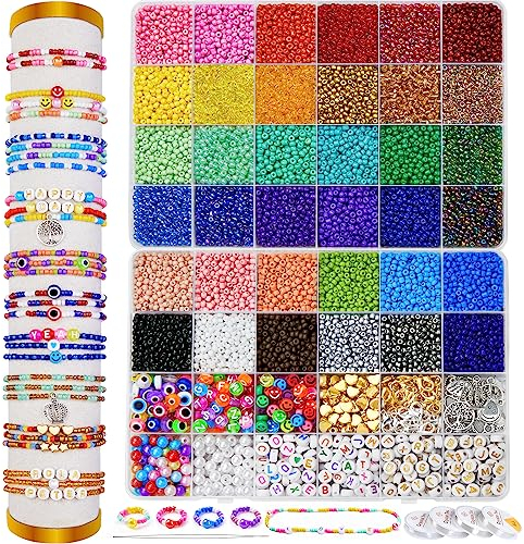 CGBOOM Perlen zum Auffädeln, 18000 stück 3mm Perlen für Armbänder Schmuck , Glasperlen zum Auffädeln Ketten Selber Machen Set