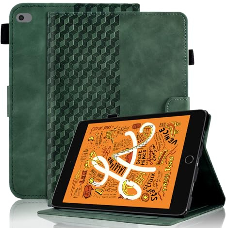 Hülle für 7.9-Zoll iPad Mini 5. 4. 3. 2 Schutzhülle Premium Ledertasche Smart Case mit Auto Schlaf/Aufwach Stifthalter Kartensteckplatz für iPad Mini 5 2019, Dunkelgrün