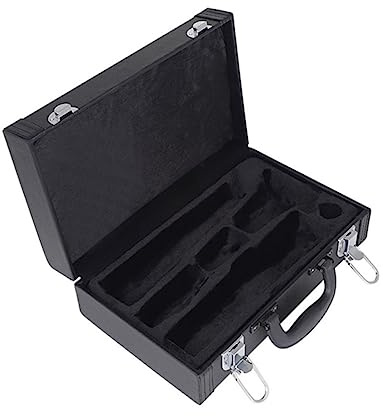 NOLITOY Klarinettenkoffer Schwarz Tragbar Klarinettenbox aus Hochwertigem Leder und Aufbewahrungsbox für Klarinettenzubehör und Klarinettenbedarf