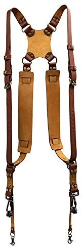 Griwiuiowe Sangle D'Appareil Photo en Cuir Double éPaule Harnais en Cuir Sangle éQuipement de Photographie pour Appareil Photo Reflex NuméRique/Reflex (Marron)