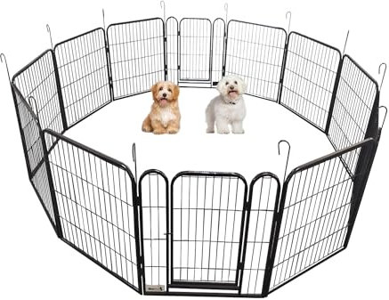 MaxxPet Welpenauslauf - Laufstall Hund - Welpenlaufstall Hundegitter Wohnung - Faltbarer Außen Laufstall - verstellbares Außengehege - 12 Paneele - 78x60 cm