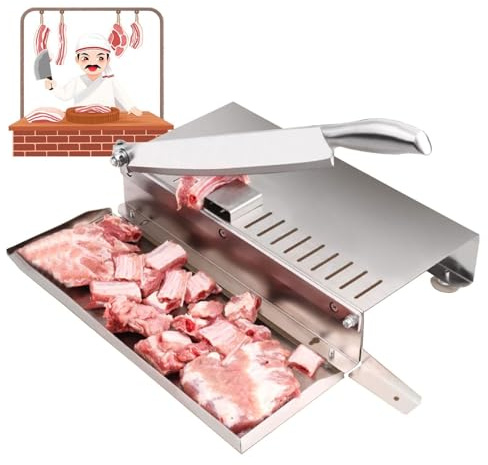 SenhE Multifunzione Sega-Ossa da Macellaio, Affettatrice Manuale per Carne, per Taglio di Carne Congelata Verdure Ossa Acciaio Inossidabile Lavabile e Facile da Pulire