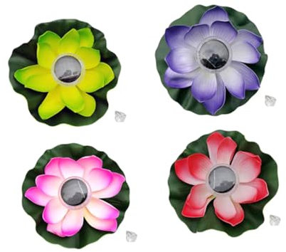 CIYODO Lampe Solaire Flottante Nénuphar LED Réaliste Facile À Utiliser Couleur Aléatoire