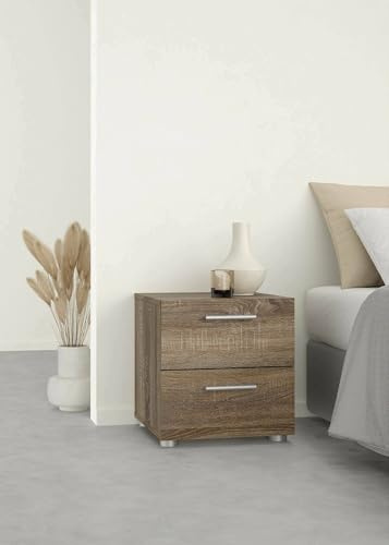 Dmora Mesita Amber, cómoda Baja, Mesa de Noche, Estante de Cama, 40x40 h42 cm, Roble, Tablero de partículas de melamina