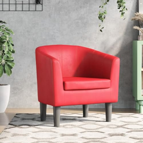 THOYTOUI Clubsessel, Loungesessel TV Sessel Kinosessel PolsterStuhl Geeignet für Büro Speisesaal Schlafzimmer Balkon Rot Kunstleder