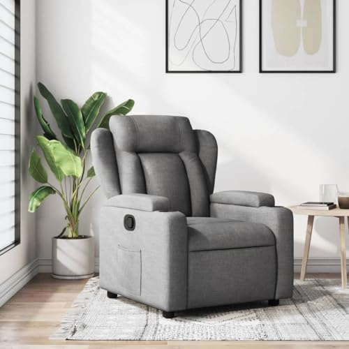 Homgoday Relaxsessel mit Liegefunktion Fernsehsessel Ruhesessel Verstellbare Rückenlehne Polstersessel Liegesessel Lesesessel Loungesessel Sessel für Wohnzimmer Dunkelgrau Stoff