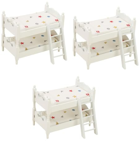 Toyvian 3stücke Miniatur Etagenbett Dekoration Für Puppenhaus Bett Mit Leiter Möbel Modell Für Kreative Szenen Als Puppenmöbel Zubehör Für Sammler