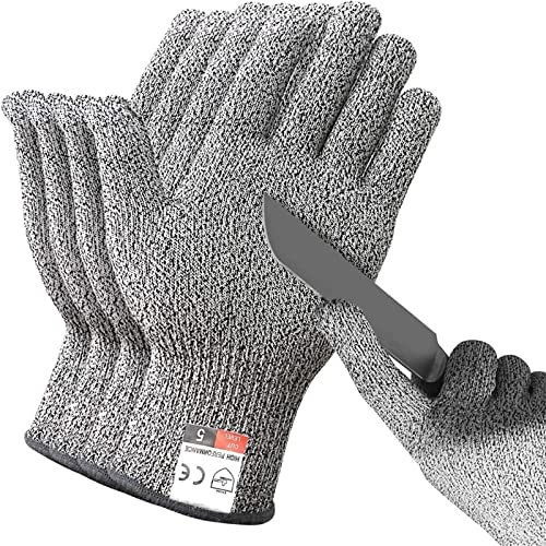 Schnittfeste Handschuhe 1 Paar HPPE Level 5 Sicherheits-Schnittschutzhandschuhe Hochfeste Industrie-Küchen-Gartenarbeit Anti-Scratch Anti-Cut-Glasschneiden Mehrzweck für Kochmesser, Metzger, Fleischsc