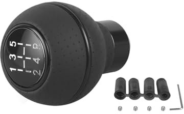 Adunsiaoto Car Conversion 5-Speed Aluminium Leather Shift Knob, 5 Speed Gear Shift Knob Stick Lever Car Aluminium, Ball Leather Shifter Stick Transmission Handle for Automatic Vehicle(Black)