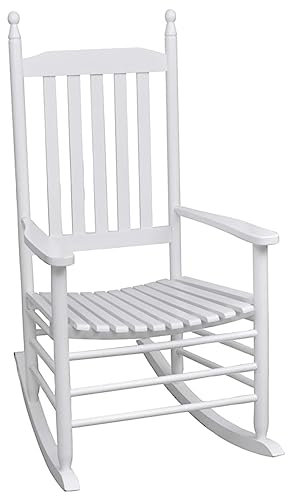 JUDYY Schaukelstuhl mit Gebogener Sitzfläche, Sessel Wohnzimmer, Schaukelsessel, Stillsessel, Schwingsessel, Tv Sessel, Ohrensessel, Relaxsessel, Rocking Chair, Weiß Holz