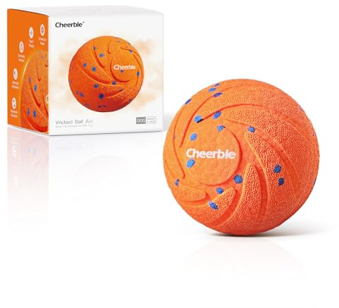 Cheerble Wicked Ball AIR - Interaktiver Hundeball mit 3 Spielmodi, Orange | Selbstbewegendes Hundespielzeug, IPX7 wasserdicht, austauschbare E-TPU-Hülle, USB-C, für mittelgroße & große Hunde