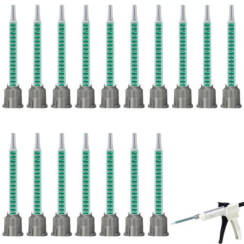 TenaLucy 20 Pezzi Ugello di Miscelazione Statica,Colla Bicomponente Ugelli per Miscelazione Epossidica Resina Ugelli Miscelatori Colla 1:1 ugello di Miscelazione Epossidico per colla AB