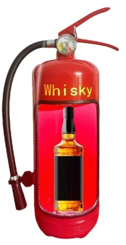 Weinflaschen-Feuerlöscher, Weinkoffer, Feuerlöscher, Bar, Weinaufbewahrungshalter, Neuheit, Eisen, Weinflaschenhalter, Aufbewahrungssystem für Whisky Loving Fireman, Bar Decor