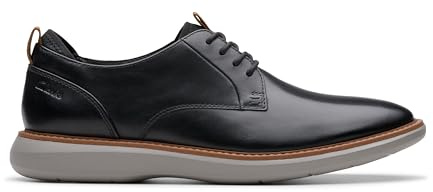 Clarks Brantin Plain Mens Black Leather, 7