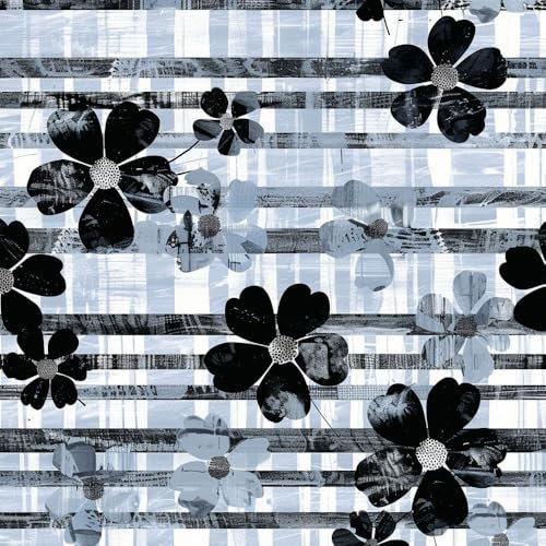 JIAOQSS Klebefolie Möbelfolie Tapete Gestreift Grau Blumen Mustertapete Klebefolie Möbel Muster Tapeten Klebetapete Vinyl Wrap Wandtapete Wohnzimmer Schlafzimmer Möbelfolie Bunt Wasserdicht Wallpaper
