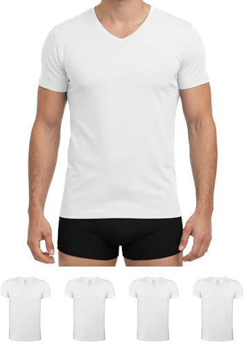 ALPIDEX Mens Vest T-Shirt Undershirt S-5XL 4-Pack V-Neck Cotton | 175 g/m², Short Sleeve, OEKO-TEX, Breathable, Casual, Sport, Work, Underwear, Plain, Basic, Multipack, Tees