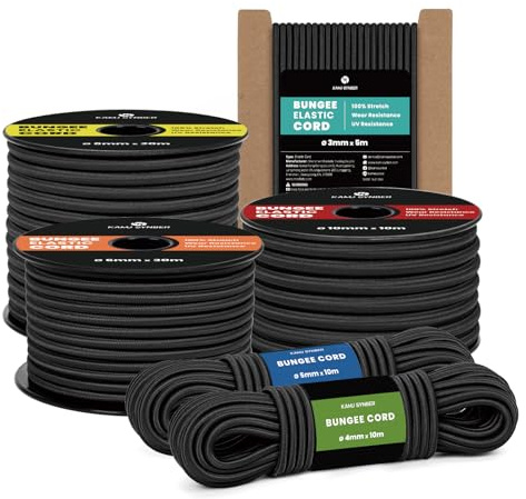 Kamu Synber Gummiseil 5mm x 20m Expanderseil Spanngummi Gummischnur | 100% Dehnung, UV Beständig, Wetterfest, Anhänger, Sonnensegel, Plane, Marinequalität, Vielseitig, Kajak, Spanngurte, Camping