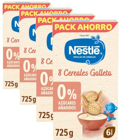 Nestle Papilla 8 Cereales con Galleta, 725 g (Paquete de 4)
