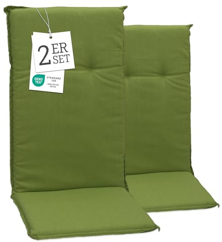 Beo Gartenstuhlauflagen Hochlehner 4er Set Barcelona | Made in EU nach Öko-Tex Standard | Hochlehner Auflagen waschbar | Atmungsaktive Stuhlauflagen Hochlehner mit Blumen in Hell-Blau
