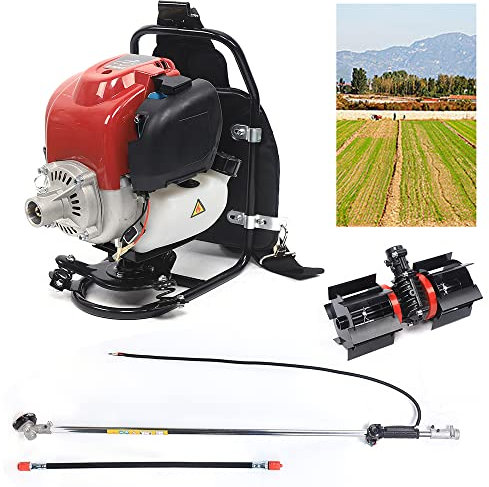 Motoculteur à essence, motobineuse à essence 2 en 1 pour désherbage à gaz, 52 cc 2 temps, Wacker alimenté par gaz, débroussailleuse pour l'entretien de la pelouse