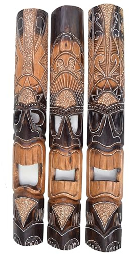3 Tiki Masken 100cm Wandmaske für Tiki Hawaii Bar Südsee Look