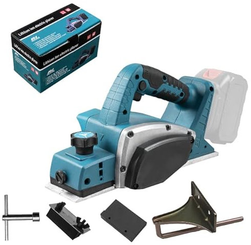 Cordless Planer Compatible with Makita 18V Battery, 15000RPM Brushless Electric Wood Planer with 82mm Width, 0-2MM Adjustable Depth for Woodworking Furniture DIY (no Battery)