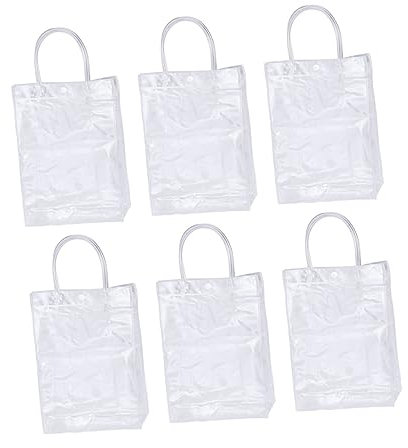 PEPLAYTAL 6stücke Teiliges Transparente Tragetaschen Mit Griffen Wiederverwendbare Geschenktüten Aus Pvc Für Weihnachtsfeiern Kindergeburtstage Und Einkaufstaschen
