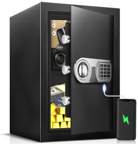 ToruKeep 70L Fireproof Safe Box with Fire poof Document Bag – Type-C Powered Digital Keypad, Electronic Combination Lock for Cash Jewelry, Steel Security Box for Home Office Hotel (35x31x50cm)