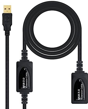 VoltShine Cable USB 2.0 con amplificador, tipo A a macho, 15 metros, ideal para conectar dispositivos a largas distancias.