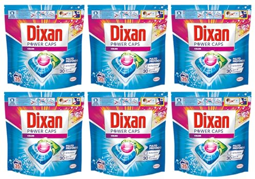 Dixan Power Caps Color Detersivo in Capsule per Lavatrice - Confezione da 6 x 35 capsule - 210 Lavaggi