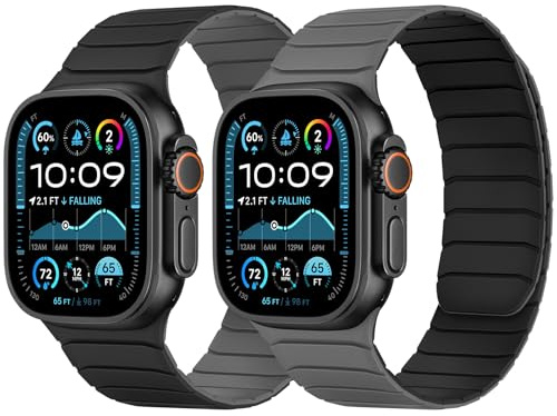 Tasikar Banda Magnética Doble Cara Compatible con Apple Watch 49mm 46mm 45mm 44mm 42mm, Correa Deportiva de Silicona Suave para iWatch Ultra SE serie 10 9 8 7 6 5 4 3