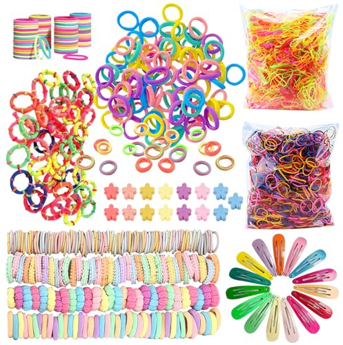 MLPKOI 1030Pcs Elastici Capelli Bambina, Elastici Colorati per Capelli senza Cuciture per Bambine Ragazze Neonati, Accessori per Capelli per Ragazze, Piccoli Senza Cuciture, Fascia per Uomini e Donne