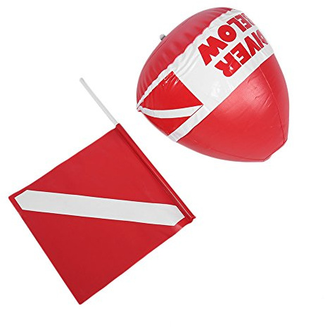 HERCHR Aufblasbarer Torpedo -Boje Schwimmer, Taucher unter dem Floater mit Tauchflagge Floater Bouy Ball zum Tauchen Signalisierung des Schnorchelns Tauchen