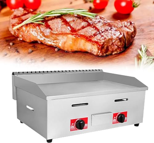 Plancha de gas comercial de acero inoxidable resistente para cocinar al aire libre, parrilla plana antiadherente para hamburguesas de alto volumen y preparación de alimentos