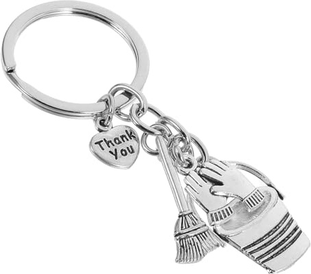 Holibanna Housekeeping Cleaning Keychain Bucket Broom Work Gloves Charm Pendant for Bag Thank You Keychain Housekeeping Holder