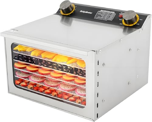Deshidratador De Alimentos Eléctrico, 400 W, Con Control De Temperatura De 90℃ Y Temporizador De 12 Horas.Ideal Para Cecina, Hierbas, Carne De Res,Frutas,Premios Para Perros Y Verduras,6layer